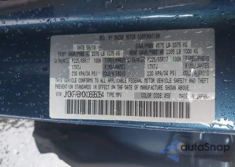 2019 Mazda Cx-5 Sport z USA, uszkodzony, nr VIN JM3KFABM0K0695054